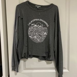 Charlotte Russe, Size XL grey ripped long sleeve tee